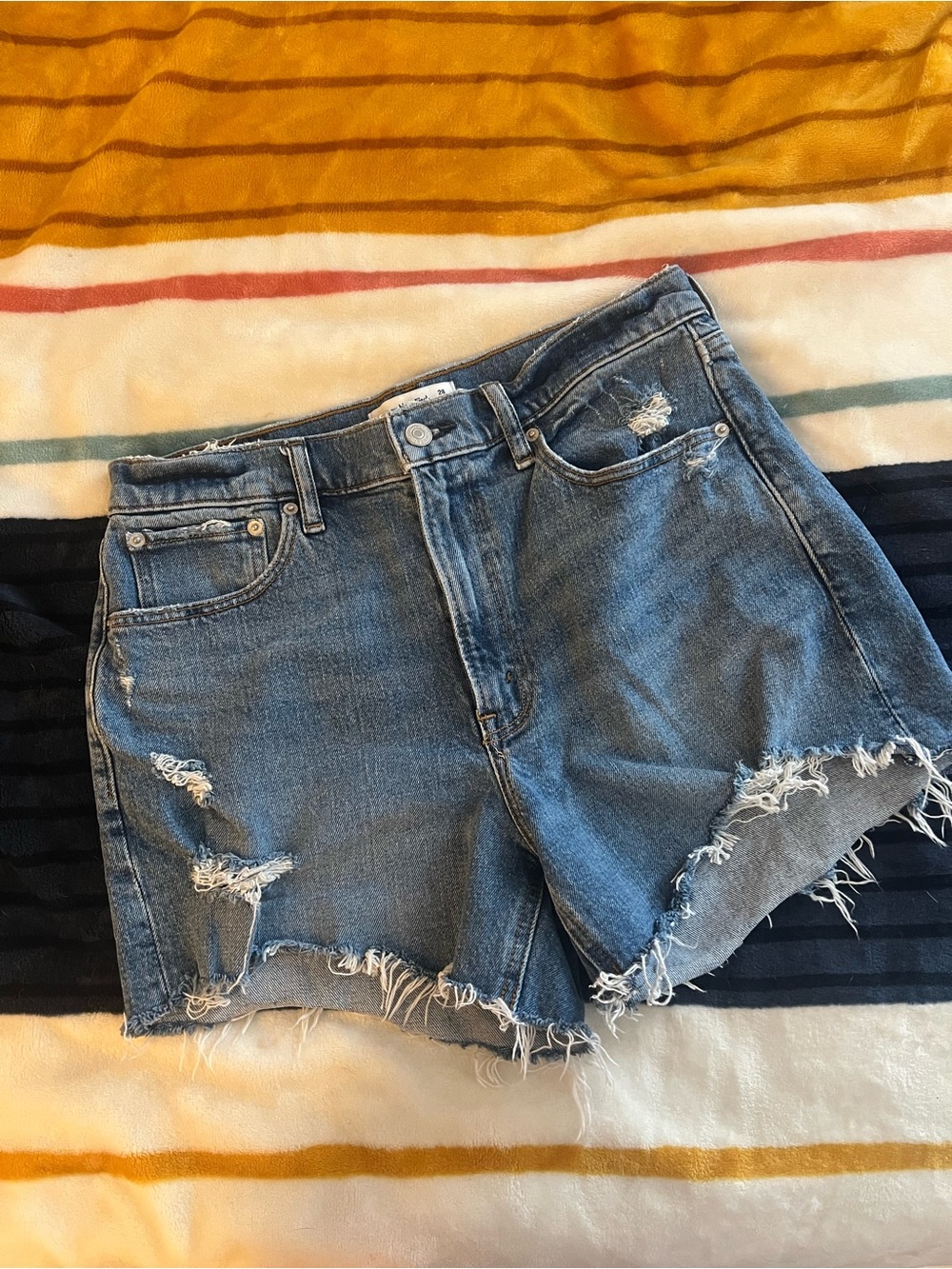 Abercrombie & Fitch Distressed Blue Denim Cutoff Shorts